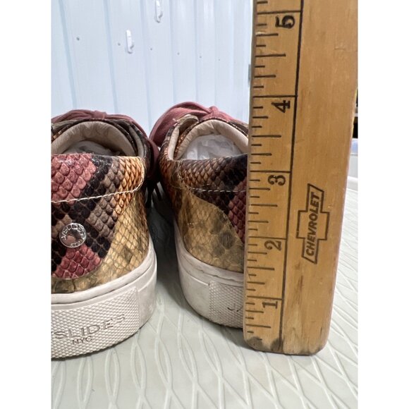 J Slides Lacee Snake Print Lace Up Sneakers 7 Pink Multi Round Toe Animal Print - Picture 5 of 10